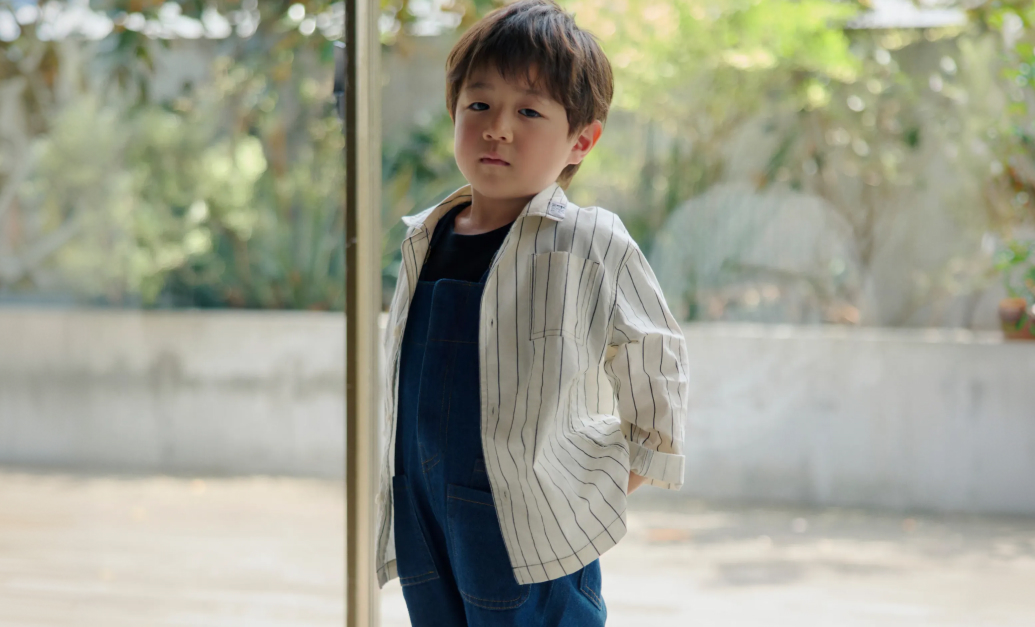 CHARCOAL STRIPE SHIRT KIDS